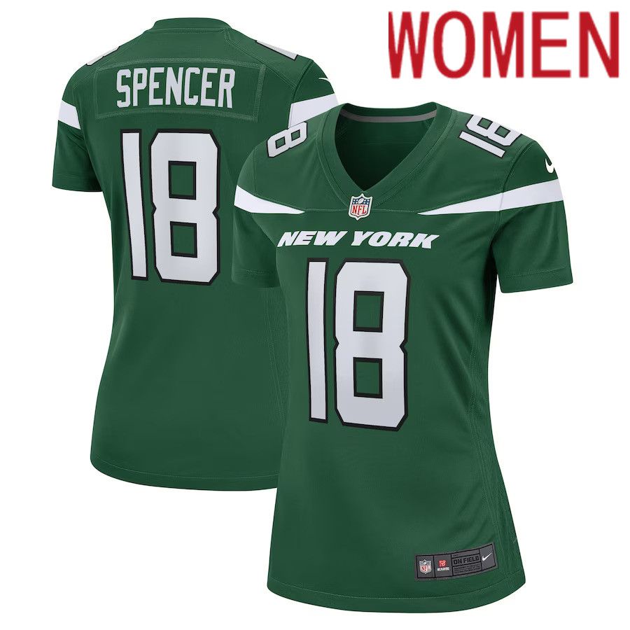 Women New York Jets #18 Diontae Spencer Nike Gotham Green Game Player NFL Jersey